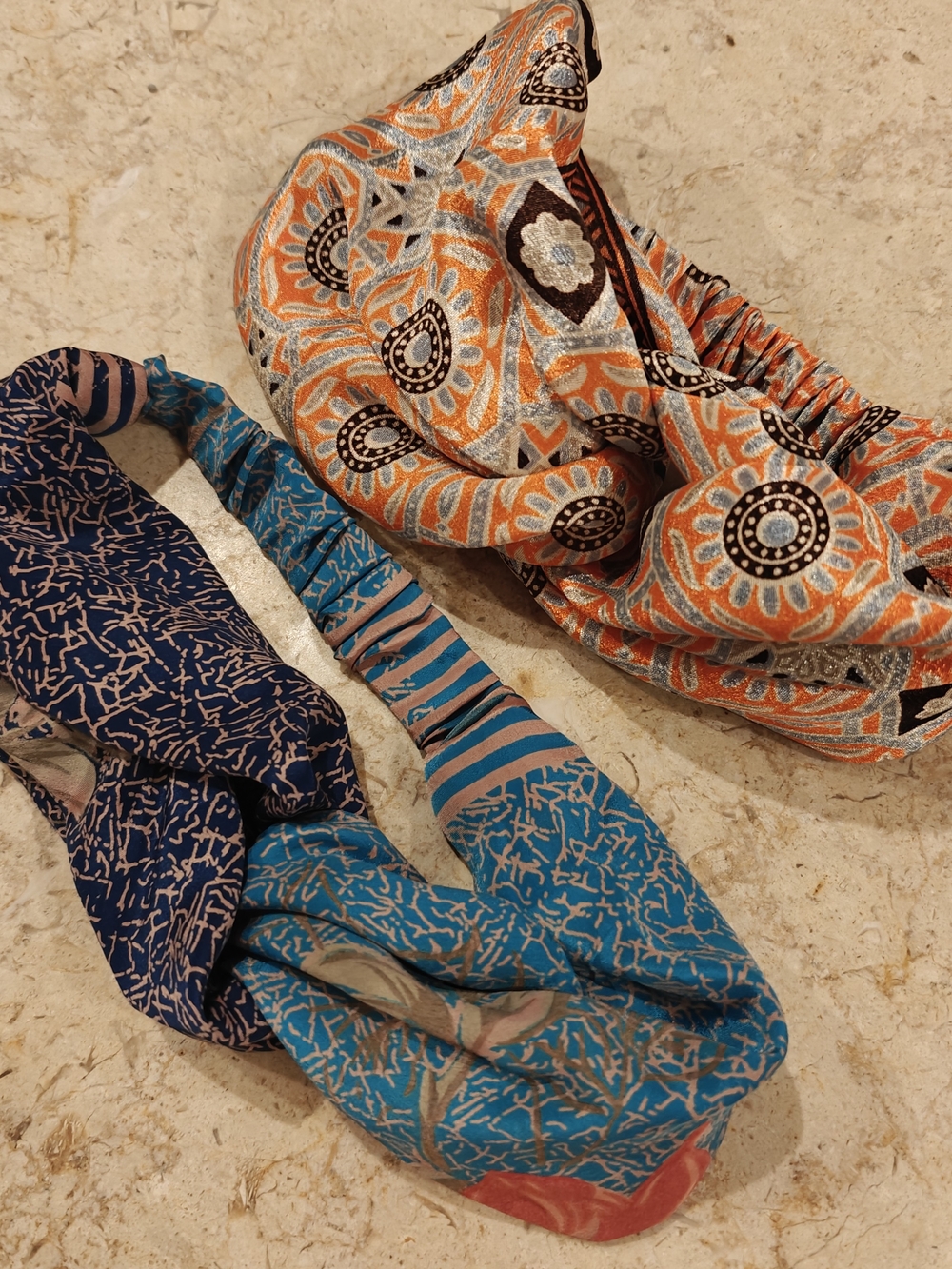 Pair Of BOHO Silk Women's Headbands - Elastic and Knotted Styles